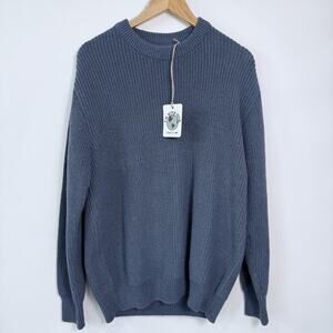 Toad&Co Butte Crew Neck Sweater Mens Size L Blue NWT Recycled Cotton Poly Blend